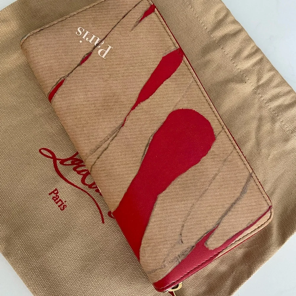 Christian Louboutin Red and Tan Artistic Wallet - Picture 2 of 16
